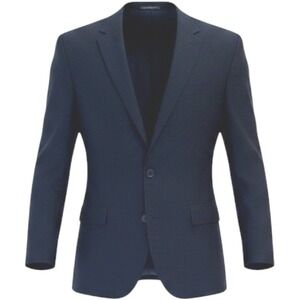 Gianni Vironi Mens Navy Blue Two Button Blazer Suit Jacket Size 50L Classic Styl